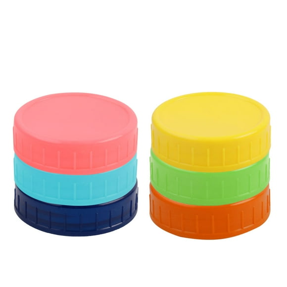 Unique Bargains 6 Pcs Plastic Mason Jar Lids Regular Mouth Mason Canning Jars Lid Top Food Storage