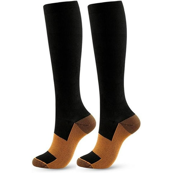 Alpha Sole Compression Socks for Women and Men, Copper Graduated Support for Circulation - Running and Travel Socks