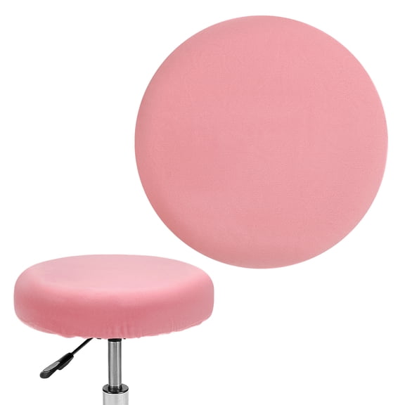 Uxcell 1-Pack Bar Stool Covers Round, for 12-14 Inch Velvet Washable Stool Cushion Slipcover with Elastic Bands [Pink]