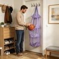 thumbnail image 5 of Hanging Mesh Storage Organizer 4-Tier Wall Mount Stuffed Animal Mesh Storage Over Door Space-Saving Net Organizer Organization Holder for Plushie Sports Balls Toys Bedroom Playroom Wardrobe Wall, 5 of 5