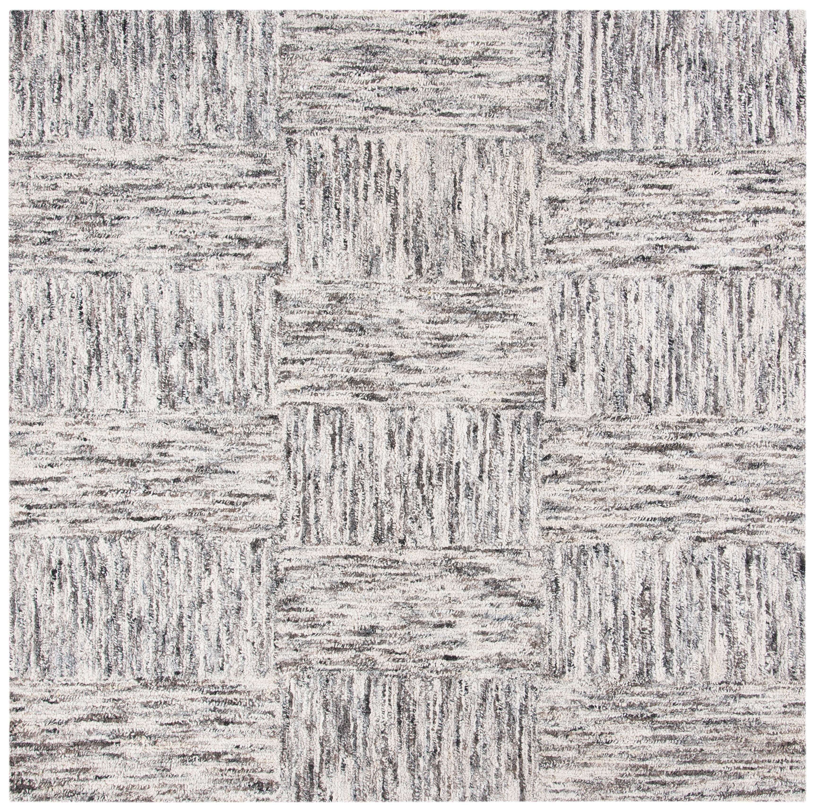 SAFAVIEH Abstract Sharlene Abstract Area Rug, Ivory/Charcoal, 6' x 6' Square