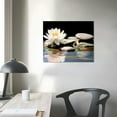 thumbnail image 3 of Nawypu  Zen Wall Art,White Lotus Bloom in Water with Spa Stone,Black and White Bathroom Canvas Wall Art,Zen Spiritual Decor for Yoga Meditation Room Living Room,Office, 3 of 4