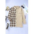 thumbnail image 1 of POGLIP Women's Khaki Plus Size Washed Cord Plaid Shirt, 1 of 6