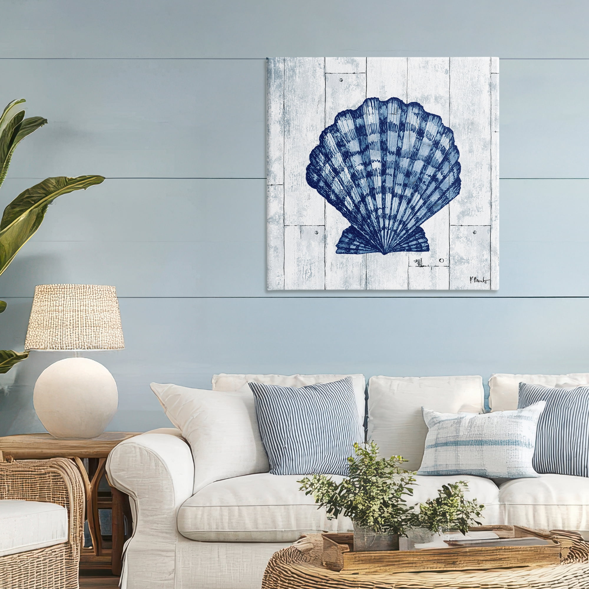 Stupell Industries Coastal Timberland Scallop Canvas Wall Art, design by Paul Brent