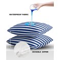 thumbnail image 4 of Pack of 2 Outdoor Pillow Covers, Colorful Blue and White Horizontal Stripes Waterproof Square Throw Pillowcase Cushion Decorative Pillow Covers for Couch Patio Tent, 26x26 in, 4 of 6