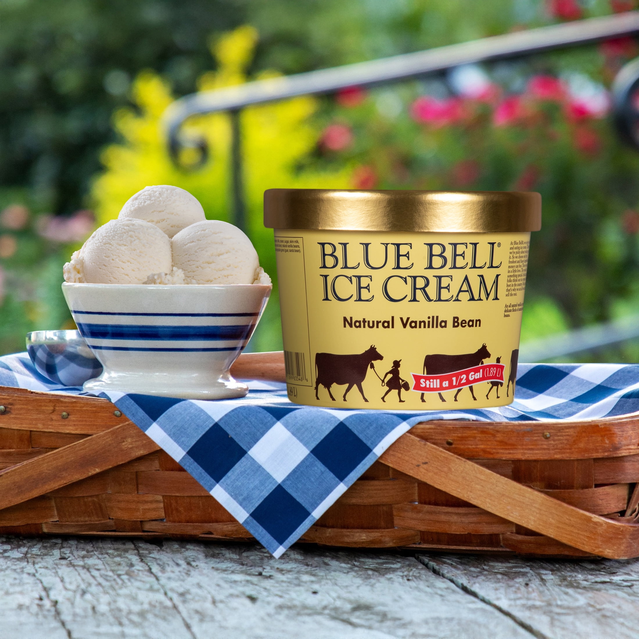 Blue Bell Natural Vanilla Bean Ice Cream Half Gallon, 64 fl oz