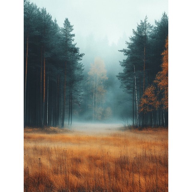 Qisvanset Framed Canvas Wall Art 12x16 Inch Misty Foggy Field Minimalist Nature Office Wall Art