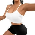 thumbnail image 3 of Women Summer Tops Women's Sports Bra Padded Crossback Bustier Without Underwire Spaghetti Straps Fitness Bra Push Up Stretch Longline Sports Top Top Compression Shirt Woman Supportive Tube White One, 3 of 6