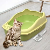 TOOYFUL Cat Litter Tray Toilet Semi Enclosed High Sides Sturdy Anti ing Smooth Bottom for Rabbits Removable Base 22x15x7.8inch Green
