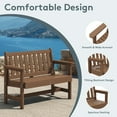 thumbnail image 2 of SERWALL Outdoor Bench for 2-Person, Weather-Resistant HDPE with Aluminum Reinforcement, Supports 660 lbs, Comfortable Seating for Patio, Garden, and Porch, Brown, 2 of 9