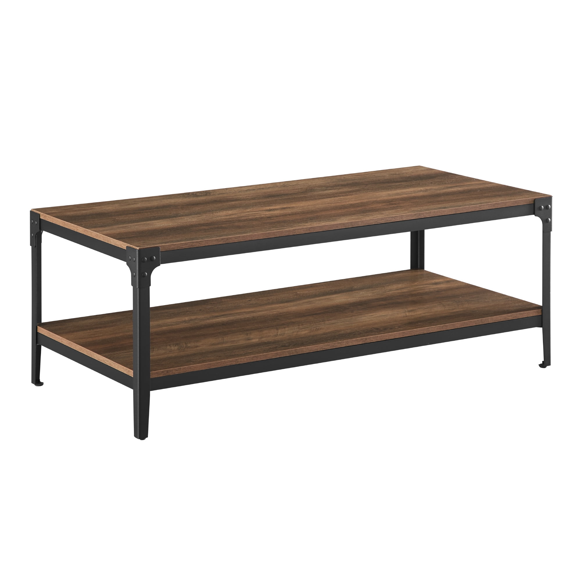 Woven Paths Wilson Angle Iron Rustic Coffee Table, Reclaimed Barnwood
