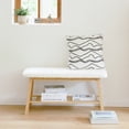 thumbnail image 3 of StorageWorks Tufted Fabric Bench, Entryway Bench with Shoe Storage Shelf, White, 3 of 9