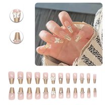RAGUPEL 24Pcs Glue on Nails for Women,Rhinestone-Studded Press on Nails Coffin,3D Butterfly Design Presson Nails for Women,Cute Nails for Photoshoots,Stage Or Red Carpet,Style2