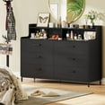 thumbnail image 5 of Aunfebrco Black Double Dresser with 6 Drawers for Bedroom, Wide Chest of Drawers Storage Tower with Shelves for Living Room, 5 of 9