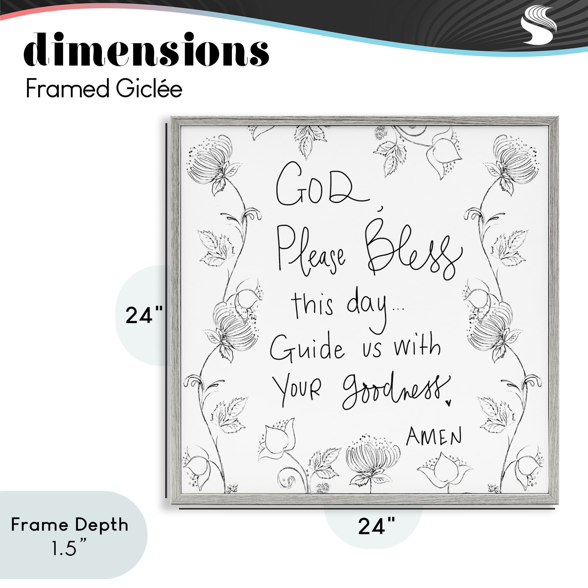 Stupell Industries God Bless This Day Gray Framed Giclee Art, design by Patricia Pinto