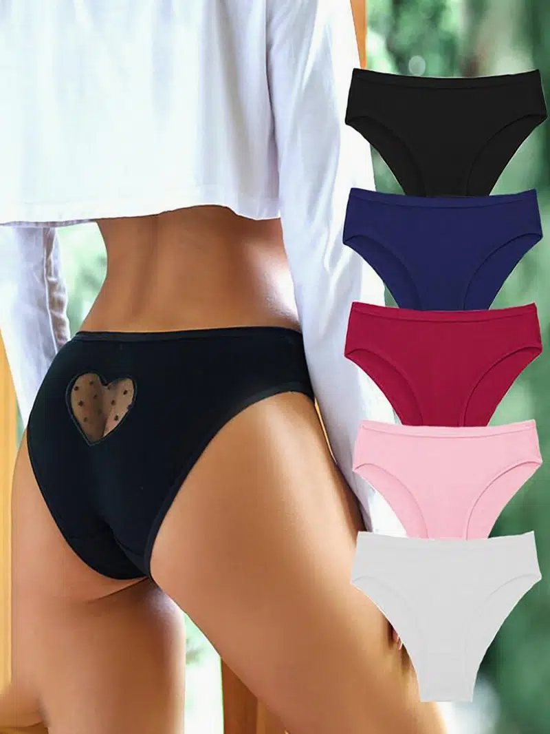 [5 Pack] Cute Comfortable Bikini Panties, Mixed Color Bikini Style