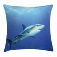 thumbnail image 1 of Shark Throw Pillow Cushion Cover, Fish in the Exotic Ocean Dreamy Water with Surreal Color Underwater World Image, Decorative Square Accent Pillow Case, 20 X 20 Inches, Violet Blue Grey, by Ambesonne, 1 of 2
