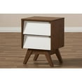 thumbnail image 5 of Baxton Studio Hildon Mid-Century Modern White and Walnut Wood 2-Drawer Storage Nightstand, 5 of 6