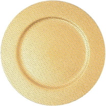 Simply Elegant Crystal Beaded Plastic Charger Plate | Service Plate for Parties, Dinner, Weddings, Quinceaneras and Events | 13 inch Diameter | Gold- Gloss Finish | Set of 24