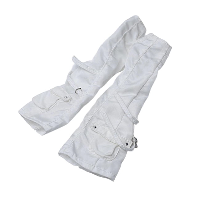 jiaping 1/12 Cargo Pants Mini Trousers Roles Playing Decoration Photo Prop Cloth Cosplay White