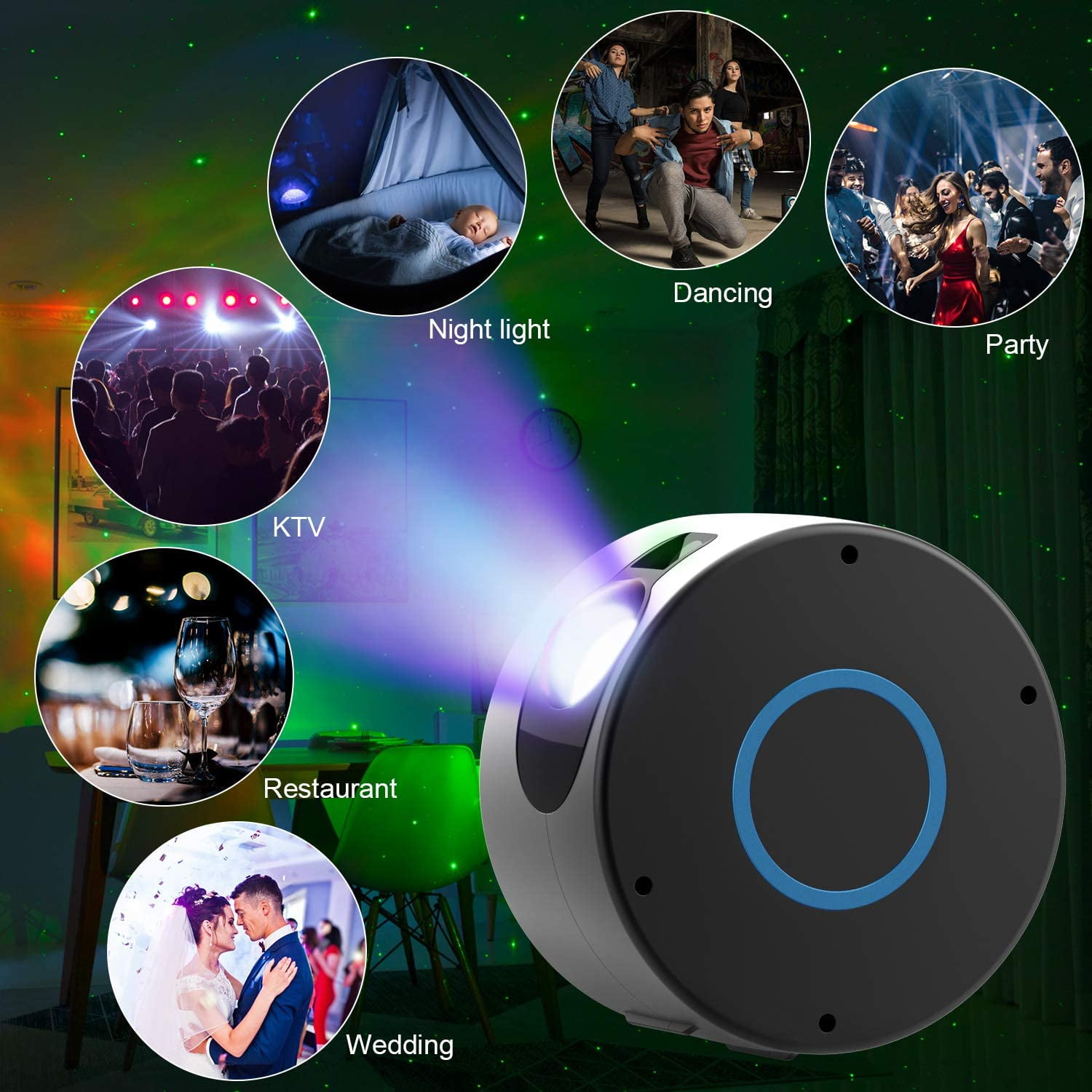 EIMELI Star Projector Night Lights, 3 in 1 Galaxy Projector Light, Sky  Nebula/Moving Ocean Wave, Gift for Kids Adults for Bedroom/Party with Hi-Fi  Stereo Bluetooth Speaker, Voice&Remote Control 
