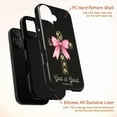 thumbnail image 4 of God Is Good Cross iPhone Case, Psalm 34:8 Floral Christian Design, Christian Scripture Floral Cross with Pink Bow, Dual Layer Touch Case for iPhone 11 12 13 14 15 16 Pro Max, 4 of 6