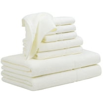 Unique Bargains 100% Combed Cotton 8 Piece Towel Set Soft 600 GSM Luxury Absorbent Beige