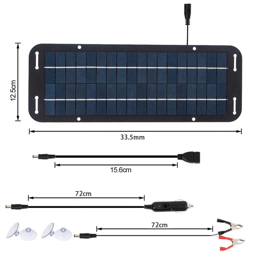 Wodtesl Solar Panel Trickle Charger 60W ABS+PET 15-18% Efficiency IP65 Waterproof Use Charges Car Boat Batteries Easy Install