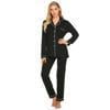 thumbnail image 3 of Ekouaer Womens Pajamas Set 2 Piece Button Down Sleepwear Soft Long Sleeve Top and Pants Pjs Lounge Sets Black, 3 of 7