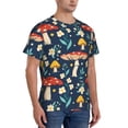 thumbnail image 4 of Yiaed Colorful Mushrooms Print Mens Short Sleeve Tight Fit T-Shirt, Crewneck Casual Tee-Small, 4 of 5
