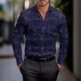 thumbnail image 5 of Felirenzacia Men's Hot Stamping Striped Long Sleeve Bussiness Shirt for Casual Workwear,Navy,XL, 5 of 5