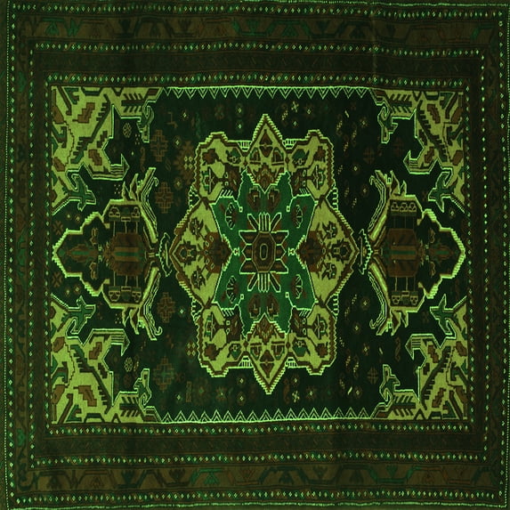 Ahgly Company Indoor Square Persian Green Traditional Area Rugs, 5' Square