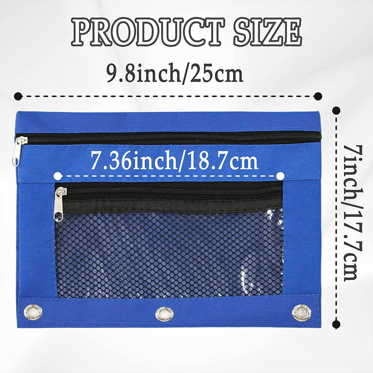Large Pencil Pouch for 3 Ring Binder, Mesh Zipper Pencil Case, Pen Bag  Binder Pen Case, Small Cosmetic Bag Storage Container 