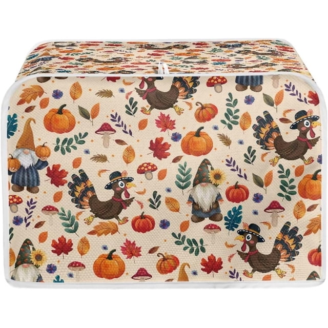 UNICEU Fall Pumpkin Turkey Toaster Covers 4 Slice Bread Maker Dust Cover Kitchen Small Appliance Dust Protector Thankgiving Day Gift