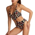 thumbnail image 5 of Gibobby Trajes de Baño Mujer Completo Trajes de baño de leopardo para mujer con cuello en V, anillo de metal, traje de baño con tiras, Monokini fruncido(A,CH), 5 of 5
