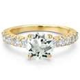 thumbnail image 3 of Gem Stone King 14K Yellow Gold Green Prasiolite and Lab Grown Diamond Engagement Ring for Women | 2.50 Cttw | Round 8MM | Gemstone Birthstone | Size 9, 3 of 6