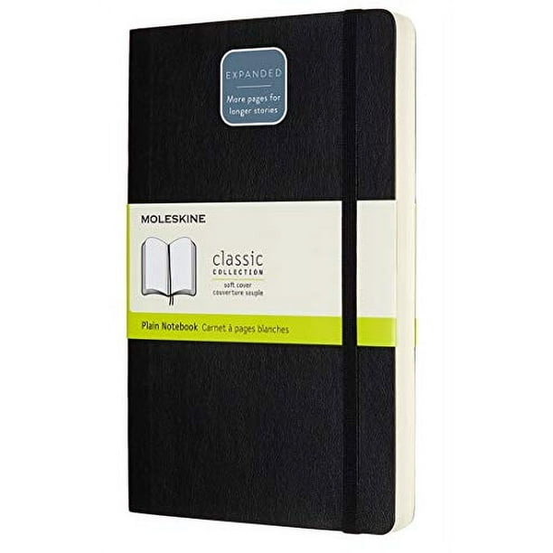 Cuaderno Expandido Clásico Moleskine, Tapa Blanda, Grande (5" x 8,25"), Liso, Negro, 400 Páginas