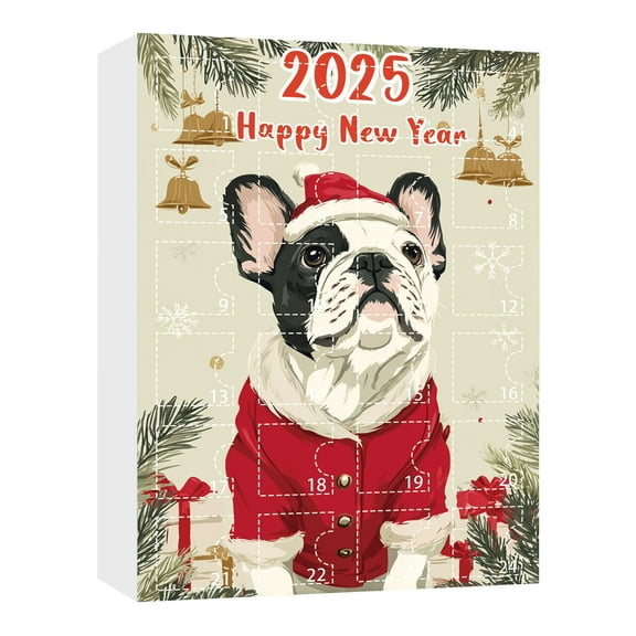 Luoshdecor 2025 Advent Bulldog Calendar,24 Days Countdown Acrylic Gift Box,for Family Tree Christmas Decoration