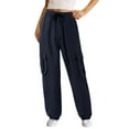 thumbnail image 1 of Gibobby Pantalones deportivos de mujer Pantalones Cargo para mujer, pantalones informales de cintura alta para correr, pantalones holgados de sarga para exteriores(Marina,XL), 1 of 5