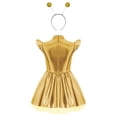 thumbnail image 4 of iiniim Girls Space Alien Dress Cap Sleeve Metallic Holographic A Line Tutu Dress Set Outer Space Outfits Gold 8, 4 of 7