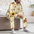 thumbnail image 7 of Salouo Watercolor Bee Honey Honeycomb Bee Print Button-Front Long Sleeve Pajama Set for Men, Soft 2Pjs Men's Long Sleeve Sleepwear-Medium, 7 of 7