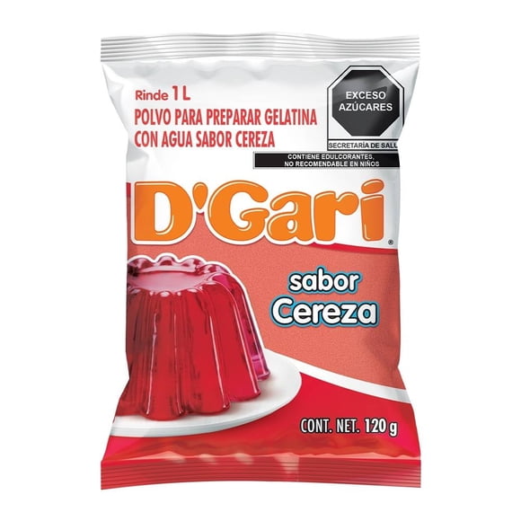 Polvo para preparar gelatina D' Gari de agua sabor cereza 120 g