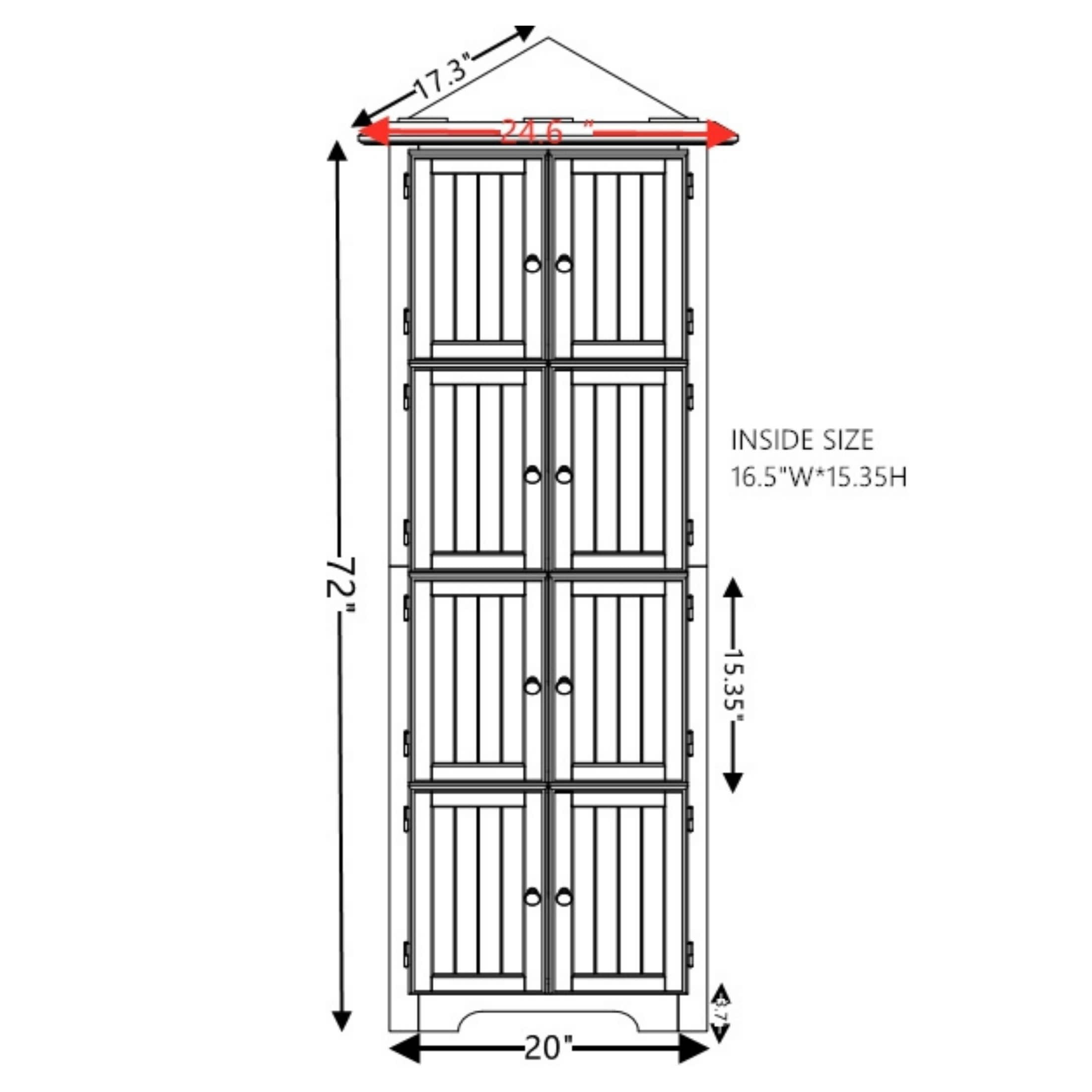Noble House Willow 72" Corner Pantry Cabinet, 4-Tier Tall Kitchen Storage Bookshelf with Soft Close Doors, White