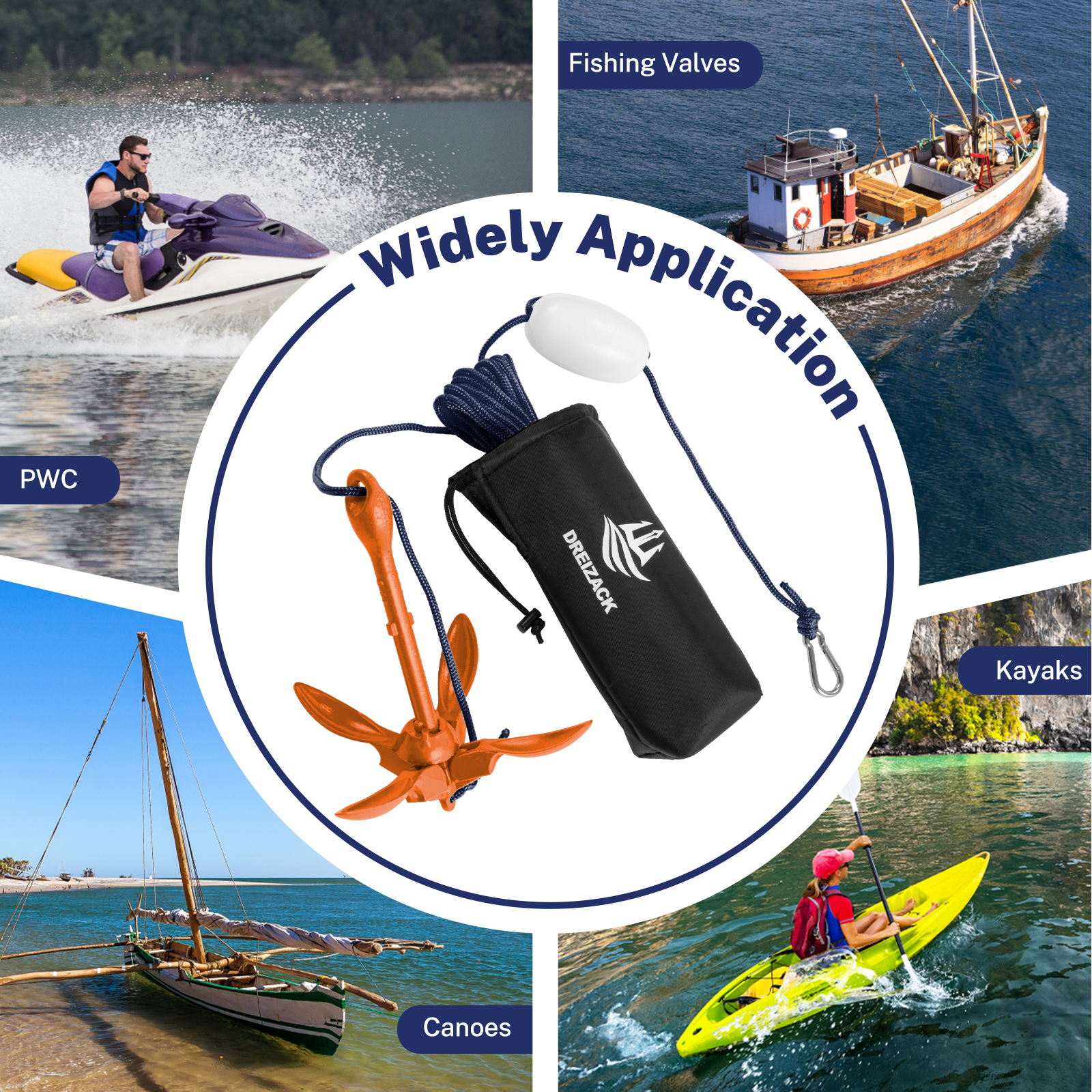 canoe accessories fishing Best Marine and Outdoors Kayak Anchor, 3.5 Pound Anchor System Kit for Kayaks, Canoes, SUP Paddle Boards & Jet Skis, Fishing, Boating & Kayaking The well FARWATER Canoe Anchor Grip -