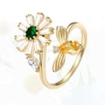 thumbnail image 3 of 1 pieza de anillo de apertura en forma de flor de abeja creativa anillo giratorio delicado elegante anillo de dedo elegante regalo de joyería para mujeres niñas (dorado), 3 of 4
