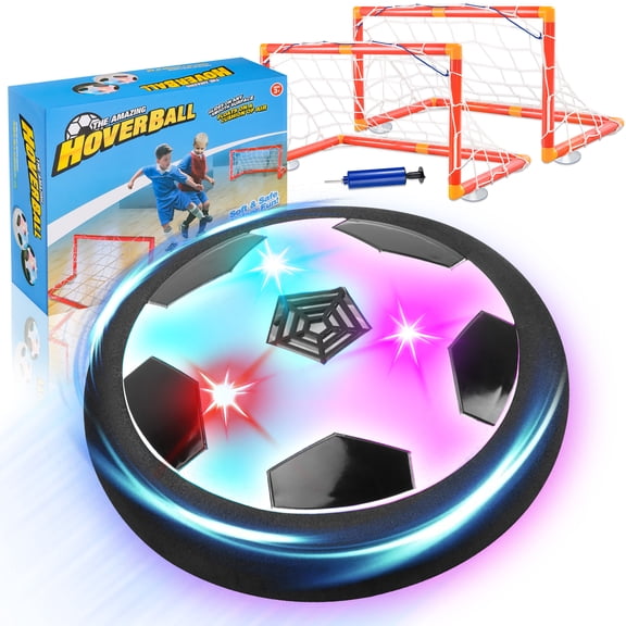 Crogift LED Hover Soccer Ball Set, 2 Goals, Indoor Floating Game, Fun Birthday Gift for Kids 3-12