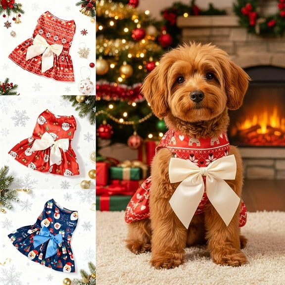 LSLJS Dog Costume Small Dog Christmas Dress Dog Apparel Santa Claus Skirt Pet Costumes Holiday Outfit Dog Christmas Costumes, Xmas Decorations