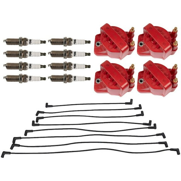 Ignition Coil Spark Plug and Wire Set 13 Piece - Compatible with 1990 - 1991 Chevy Corvette ZR-1