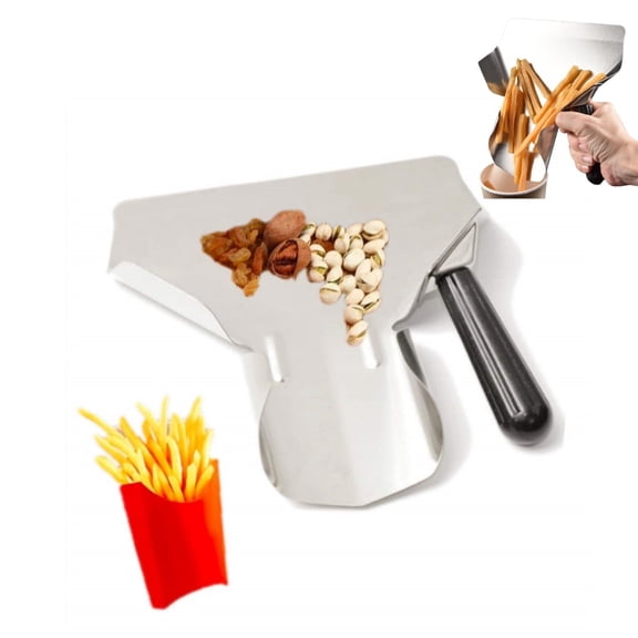 Multipurpose Bagger Scooper,Stainless Steel Popcorn Scoop,Easy Fill Tool for Bags & Boxes,Foodservice Tool for Bagger French Fries,Snacks,Desserts