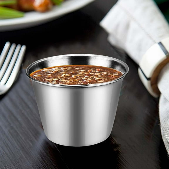Stainless Steel Sauce Cup with Lid-4oz/8oz Seasoning Cups for Kitchen,Condiment Containers for Salad Dressing,Dipping Sauce,Small Bowls for Spices,Syrup,Butter